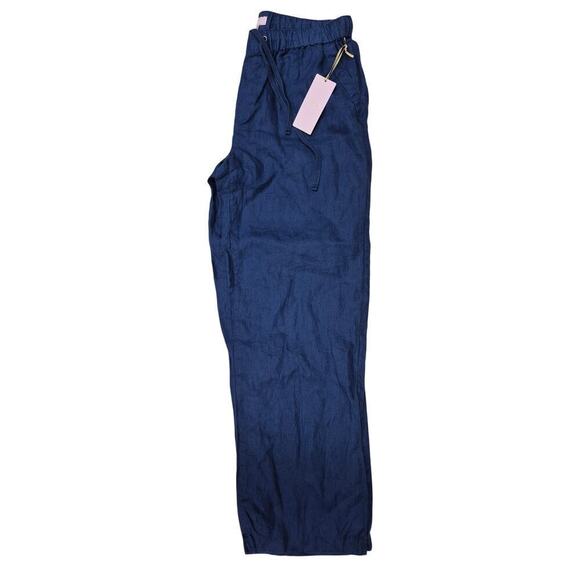 NWT St. Tropez West 100% Linen Drawstring Pants Blue Sz M - Picture 5 of 6